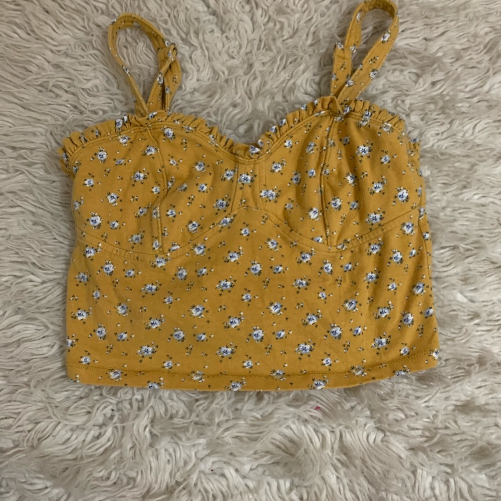 A&F floral yellow top